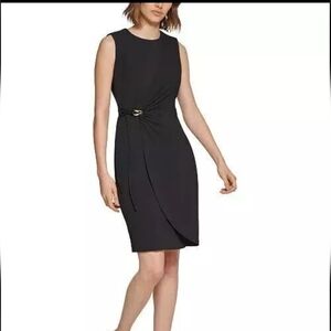 Calvin Klein Sleeveless Scuba-Crepe Dress, Black, Size 2